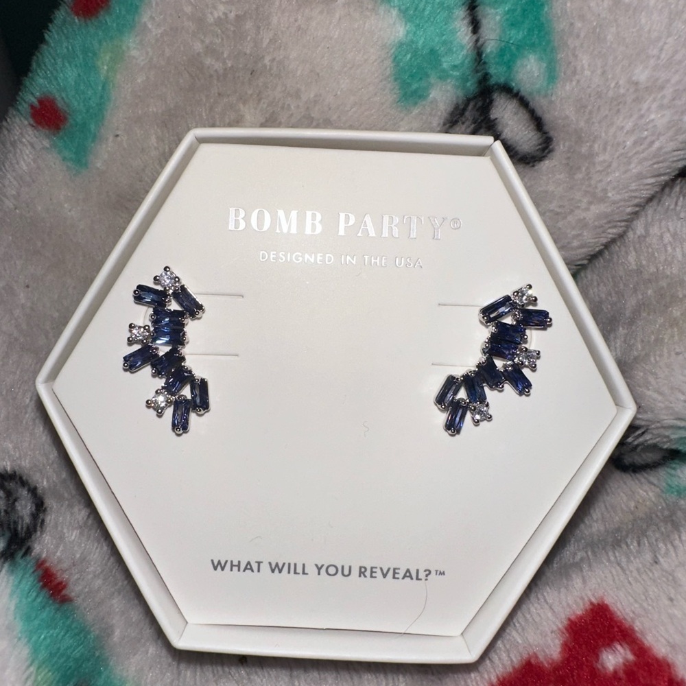 Bomb Party Blue Crystal Earrings